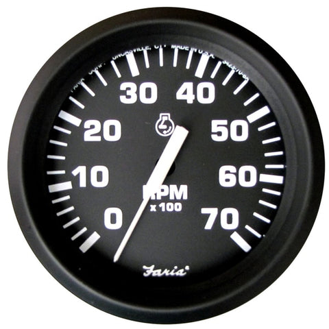Euro Black 4" Tachometer - 7, 000 RPM (Gas - All Outboard)