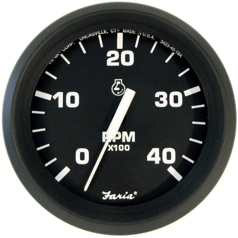 Euro Black 4" Tachometer - 4, 000 RPM (Diesel - Mechanical Takeof