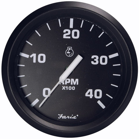 Euro Black 4" Tachometer - 4, 000 RPM (Diesel - Magnetic Pick-Up)