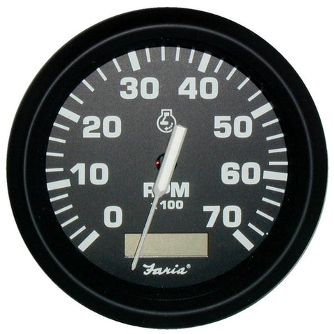 Euro Black 4" Tachometer w/Hourmeter - 7, 000 RPM (Gas - Outboard