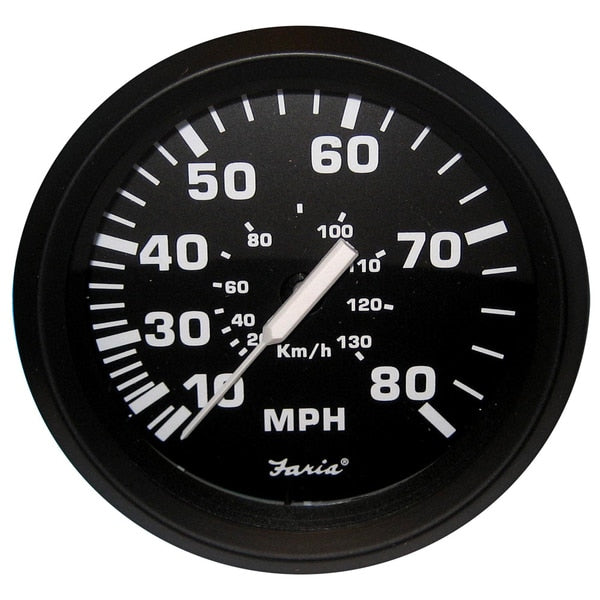 Euro Black 4" Speedometer - 80MPH (Mechanical)