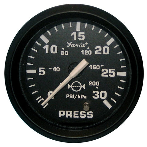 Euro Black 2" Water Pressure Gauge - 30 PSI