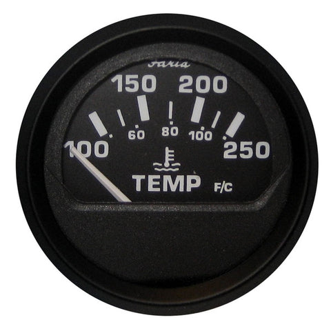 Euro Black 2" Water Temperature Gauge (100-250 F)