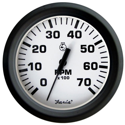 Euro White 4" Tachometer - 7, 000 RPM (Gass - All Outboards)