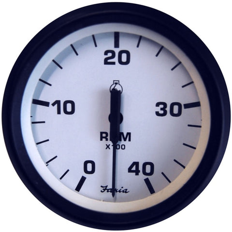Euro White 4" Tachometer - 4, 000 RPM (Diesel - Mechanical Takeof