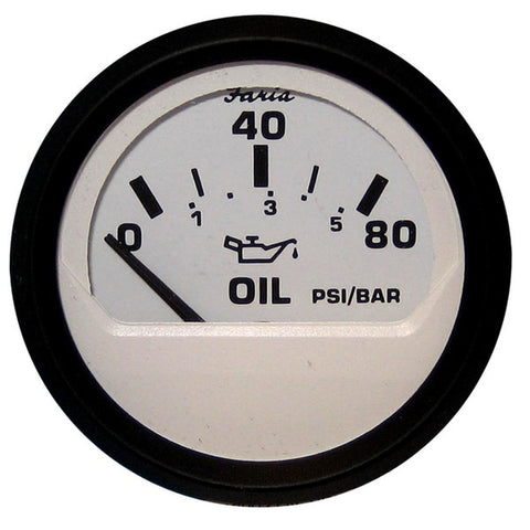 Euro White 2" Oil Pressure Gauge - 80PSI