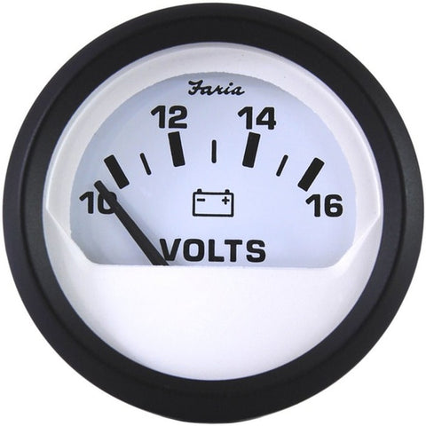 Euro White 2" Voltmeter (10-16 VDC)