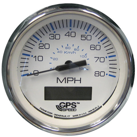 Chesapeake White SS 4" Speedometer - 80MPH (GPS)