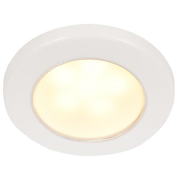 EuroLED 75 3in Round Screw Mount Down Light - Warm White LED - White Plastic Rim - 24V