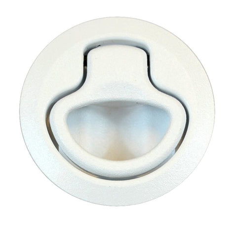 Flush Pull Latch - Pull To Open - Non-Locking White Plastic