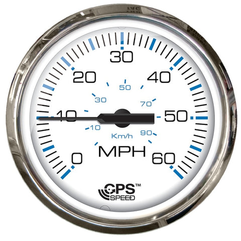 4" Chesepeake White SS Studded Speedometer - 60MPH (GPS)