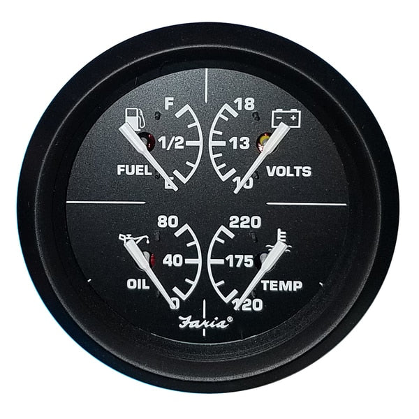 4" 4-in-1 Multifunction Gauge - Voltmeter (10-16) Fuel Level - O