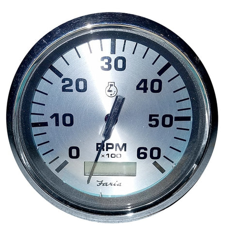 4" Spun Silver Tachometer w/Hourmeter 6000 RPM - Gas - Inboard