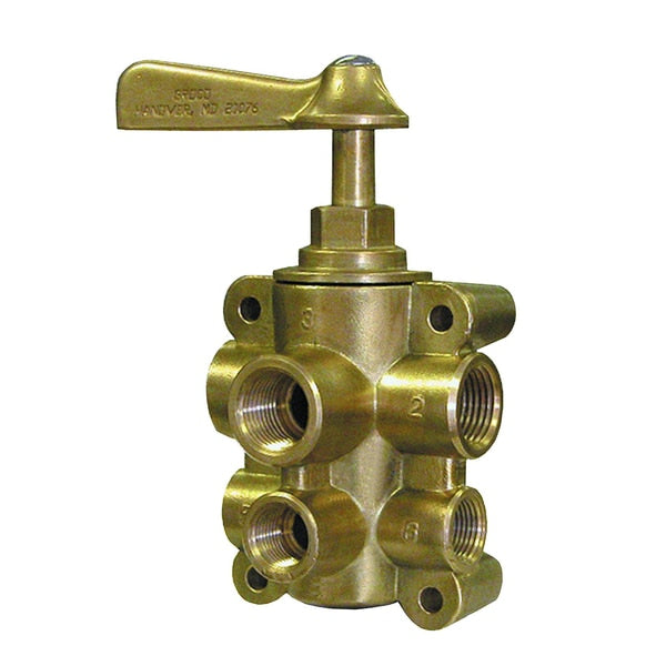 6-Port NPT Bronze Fuel Valve 1/2" Main - 3/8" Return