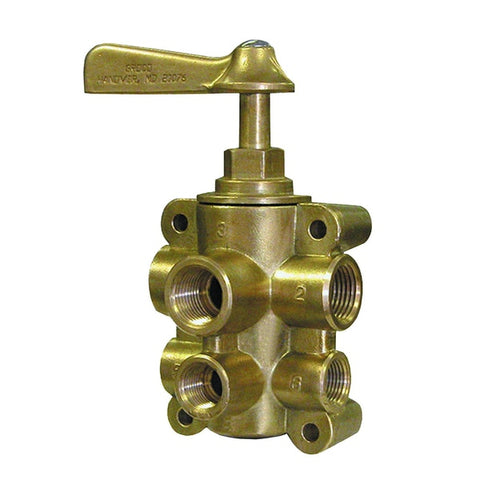 6-Port NPT Bronze Fuel Valve 1/2" Main - 3/8" Return