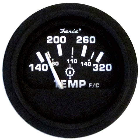 2" Heavy-Duty Oil/Temp Gauge (140-320 F/C) - Black *Bulk Case of