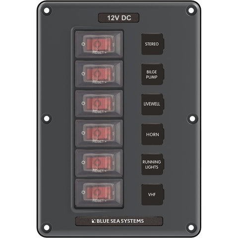 4322 Circuit Breaker Switch Panel 6 Position - Gray