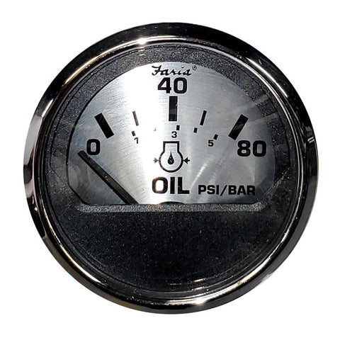 2" Oil Pressure Gauge (80 PSI) - Spun Silver