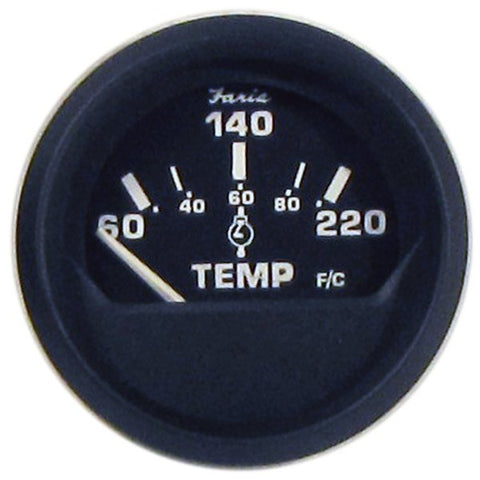 Faria Euro Black 2" Cylinder Head Temperature Gauge (60 to 220&deg; F)