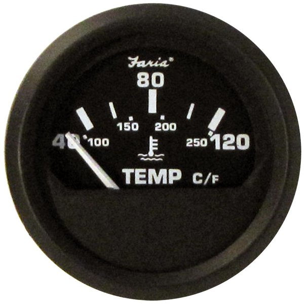 Faria Euro Black 2" Water Temperature Gauge - Metric (40 to 120&deg; C