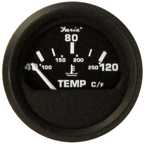 Faria Euro Black 2" Water Temperature Gauge - Metric (40 to 120&deg; C