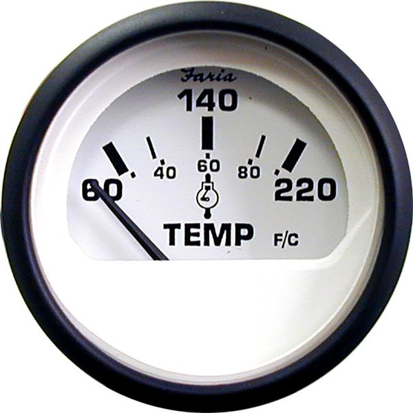 Faria Euro White 2" Cylinder Head Temperature Gauge (60 - 220&deg; F)