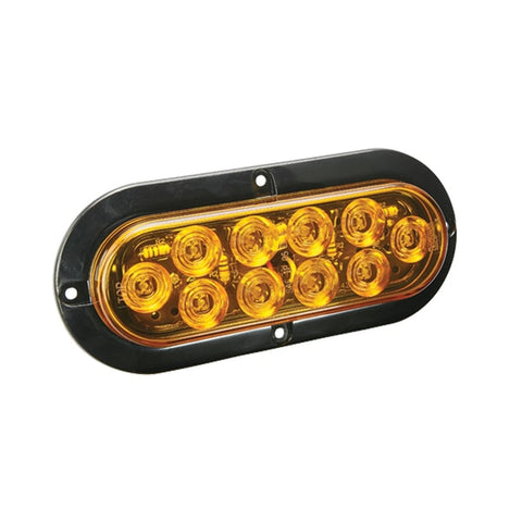 LED Waterproof 6" Oval Surface Flange Mnt Tail Light-Amber
