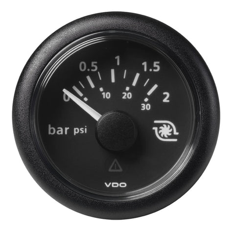 2-1/16" Boost Pressure Gauge 2 Bar/30 PSI-8-32V-Black Dial-Round Bezel