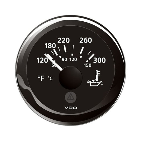 2-1/16" ViewLine Temperature Gauge 120-300 degF-8-32V-Black Dial-Bezel