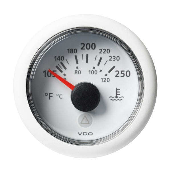 2-1/16" Temp Gauge 120 degC/250 degF-8-32V-White Dial
