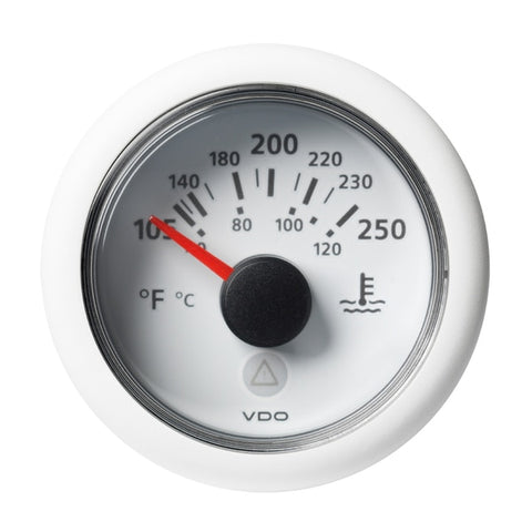 2-1/16" Temp Gauge 120 degC/250 degF-8-32V-White Dial