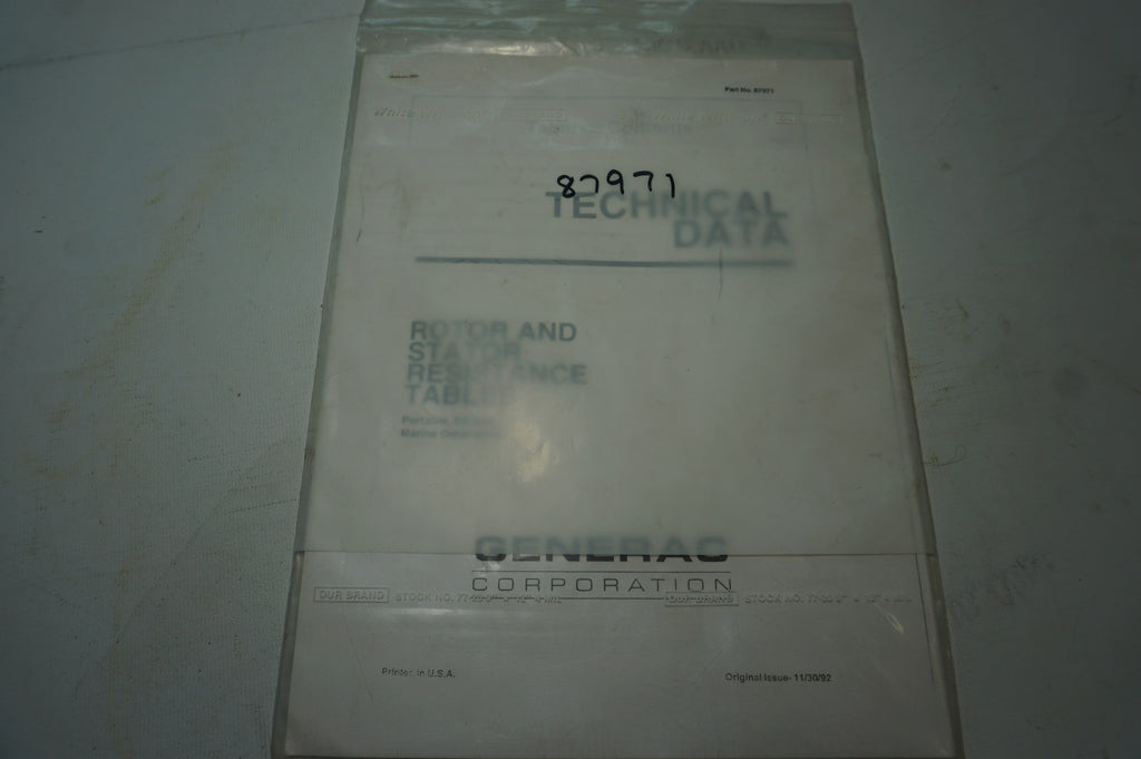 GENERAC 87971 TECH DATA MAN