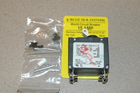 Blue Sea 7235 Circuit Breaker two pole AC 15 amp Carling AA2-X0-09-730-X11-P Electrical Systems part from MarineSurplus.com