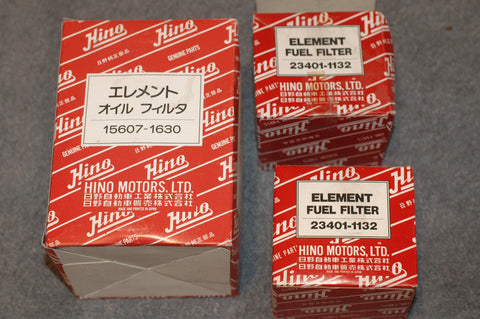 Hino 15607-1630 oil filter and Two (2) 23401-1132 fuel filters Diesel Parts part from MarineSurplus.com