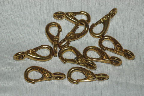 Bag of 10 Brass snap hooks overall length 2-1/8" Accessories part from MarineSurplus.com