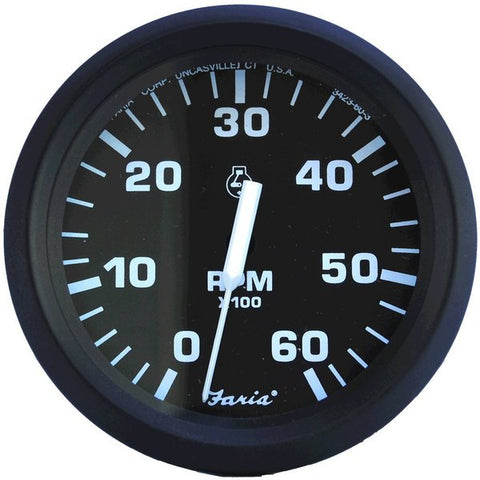 Euro Black 4 Tachometer 6000 Rpm Gas Inboard  IO