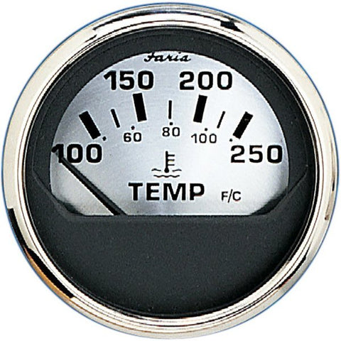 Spun Silver 2 Water Temp Gauge 100  250F