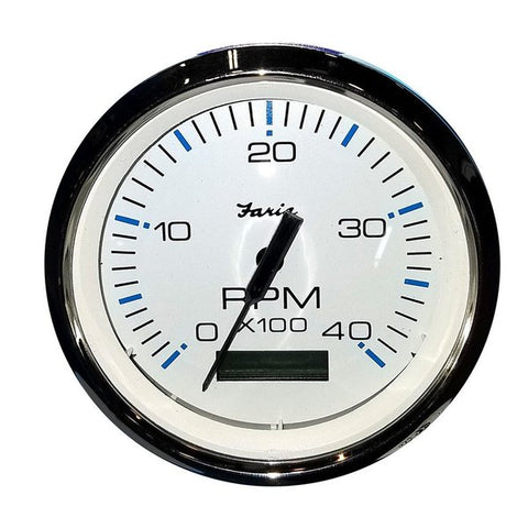 Chesapeake White Ss 4 Tach W Hourmeter 4000 Rpm