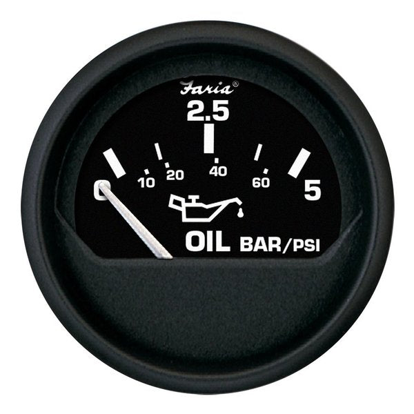 Euro Black 2 Oil Press Gauge  Metric 5 Bar