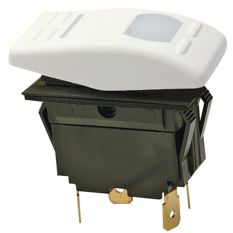 Illuminated Rocker Switch,  White,  On/Off/On,  DPDT,  5 Terminals