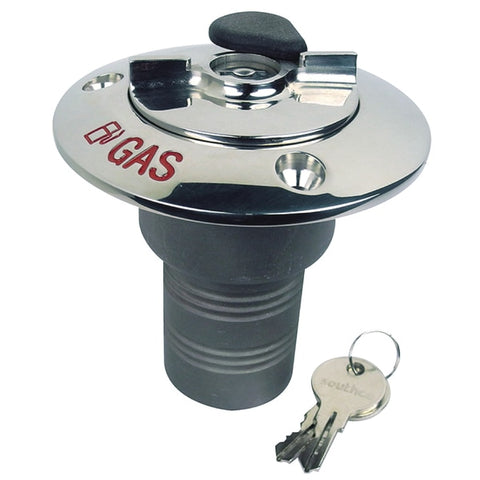 SS Gas Lock Deck Fill Plate w/Locking Cap (Cable Tether), 1-1/2" Hose