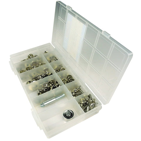 Nickel Plated Brass Canvas Snap Kit With Tool - 144 Piece