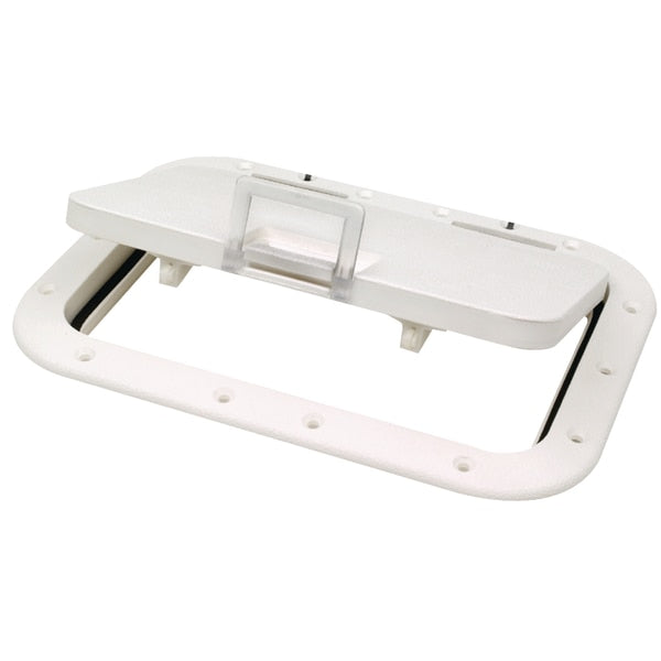 Polypropylene 7"x11" ID Hatch w/Molded in 100 Degree SS Hinge,  Arctic