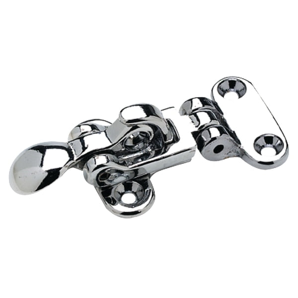 Chrome Plated Brass Anti-Rattle Hatch Fastener,  #8,  3-3/4" Lx1-7/8" W