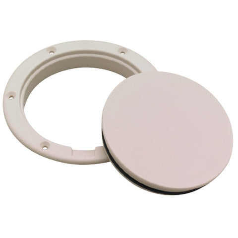 Polypropylene Pry-Up Deck Plate,  White,  Hole: 10-5/8"