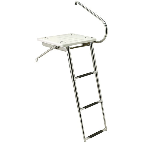 3 Step Deluxe Universal Swim Platform w/Slide Mount Telescoping Ladder