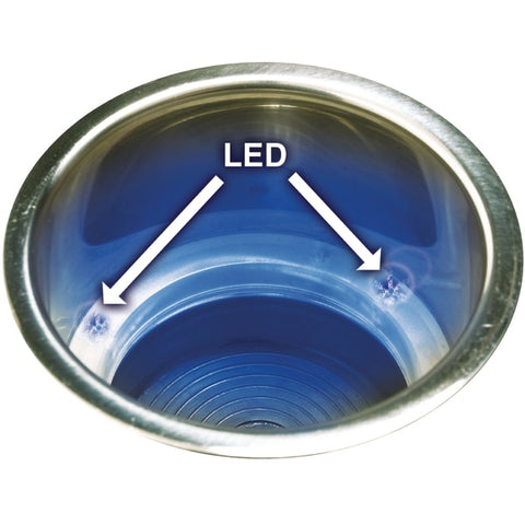 SS Recessed Drink Holder w/Blue LED Light,  4-1/4" ODx3-7/8" D