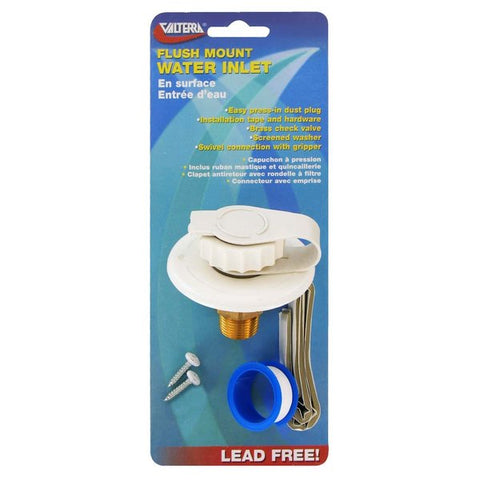 WATER INLET,  2-3/4IN PLASTIC FLANGE,  WHITE,  LEAD-FREE,  CARDED