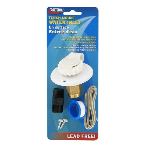 WATER INLET,  2-3/4IN METAL FLANGE,  WHITE,  LEAD-FREE,  CARDED