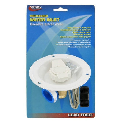 WATER INLET,  METAL RECESSED FLANGE,  WHITE,  LEAD-FREE,  CARDED